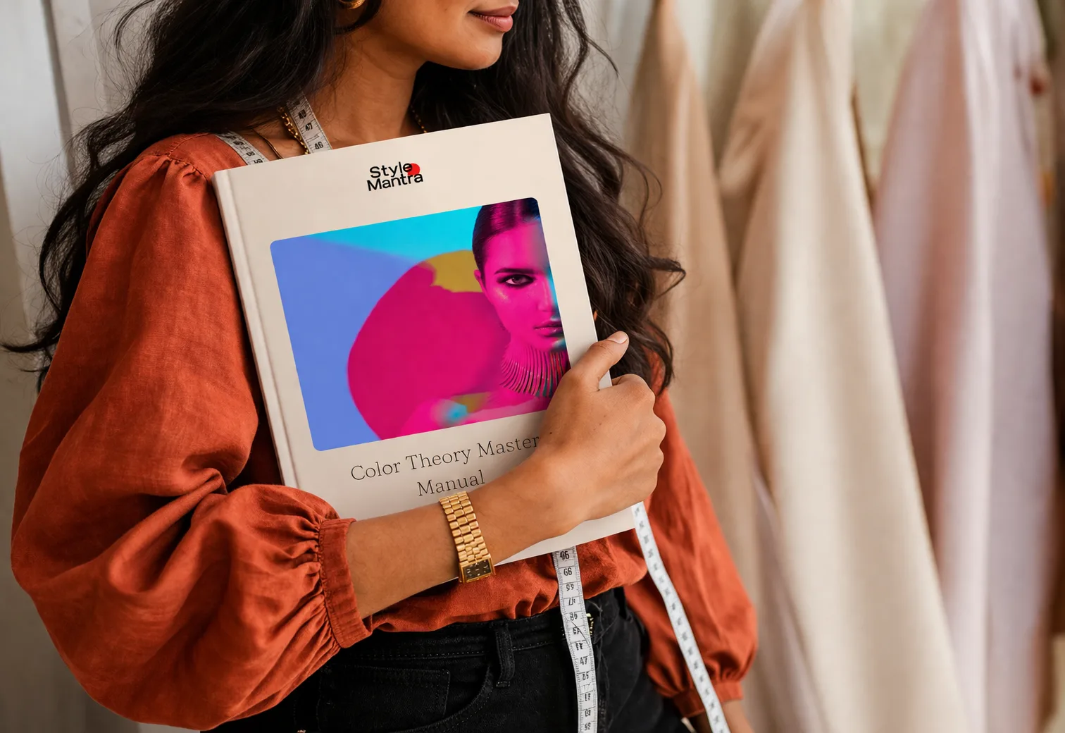 Style Mantra learner holding the Color Theory Master Manual